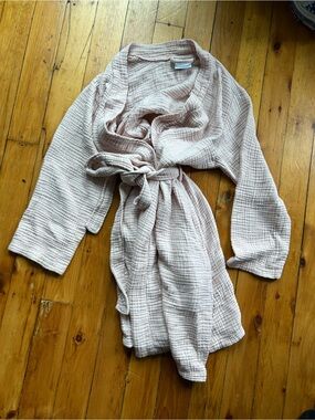 Parachute Cloud Robe Womens Large Rose Light Pink Cotton Gauze Belted stains